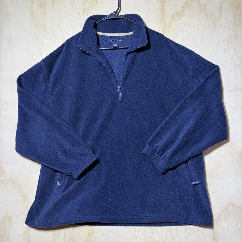 Ivy Crew Classics Mens XXL Navy Blue Fleece Quarter Zip Pullover Jacket Pockets